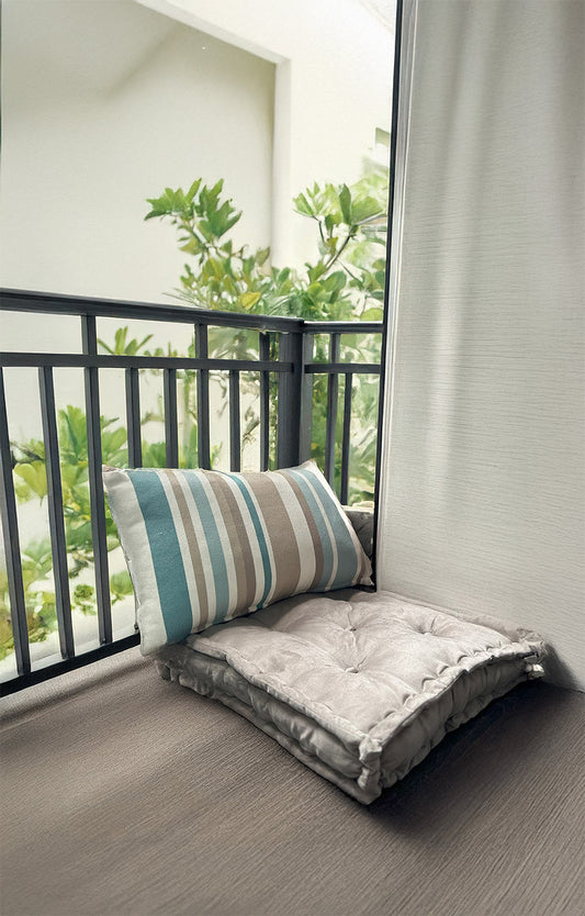 Floor Cushion - Beige Velvet - 20" X 20" X 4"