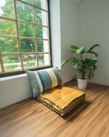 Floor Cushion - Mustard Velvet - 20" X 20" X 4"