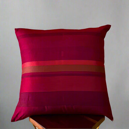 Pure Silk Yarn Dyed Multi-Wine Cushion Cover - 20" x 20"