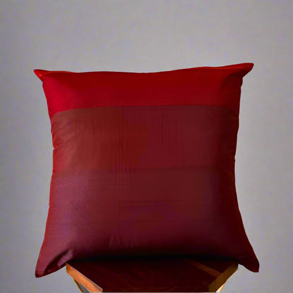 Pure Silk Yarn Dyed Wine-Red Cushion Cover - 20" x 20"