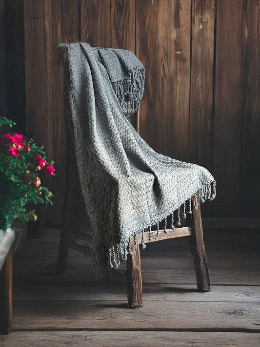 Throw 100% Cotton - Waffle Weave - Grey