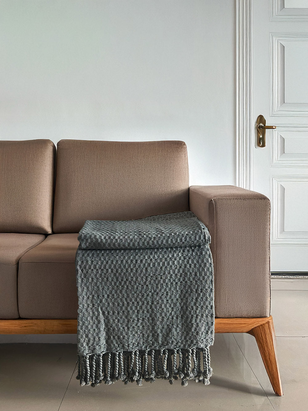 Throw 100% Cotton - Waffle Weave - Grey