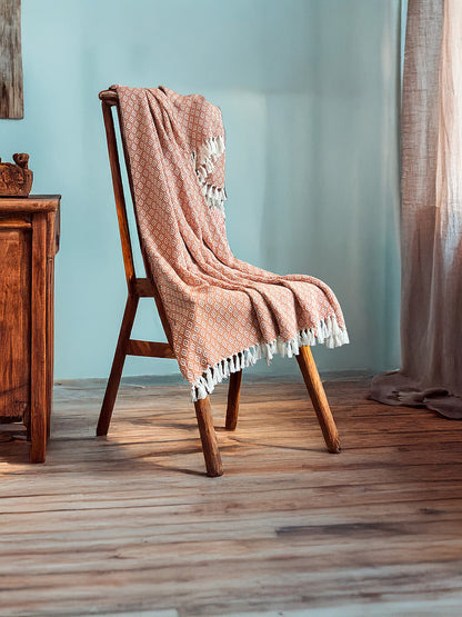 Throw 100% Cotton - Yarn Dyed Diamond - Brick Red